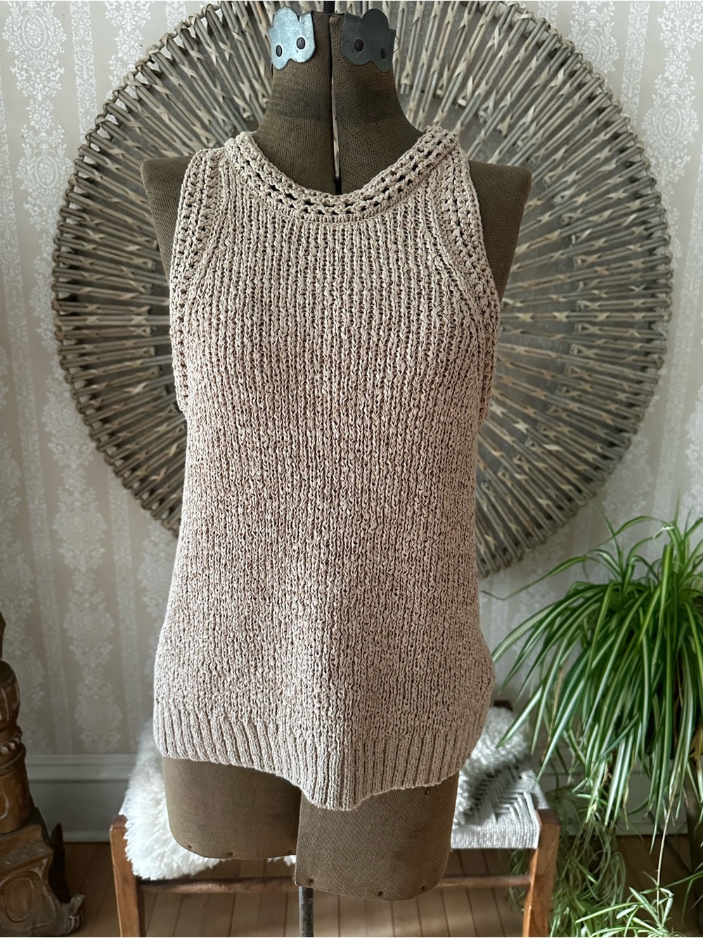 J. Crew Beige Knit Halter Tank Top